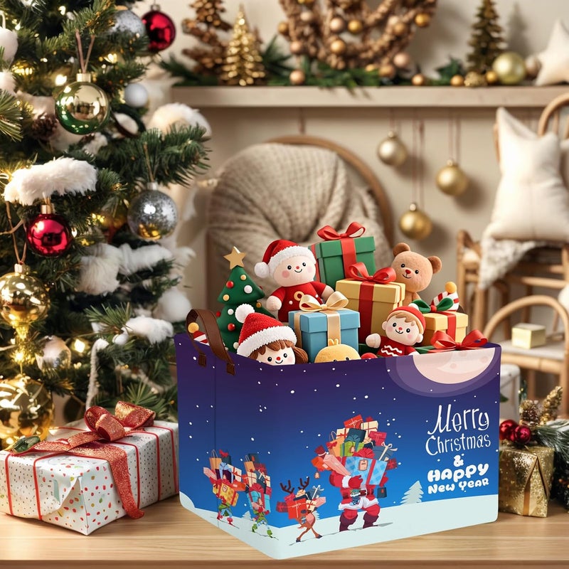 SETAMA Empty Large Christmas Basket for Gifts Women Collapsible Storage Bin Kids Toy Box Holiday Décor (Santa Claus Gift) - Image 3